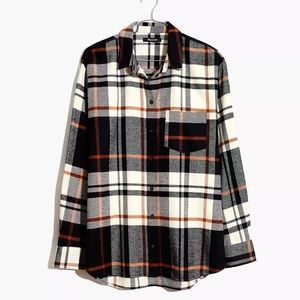 Madewell Plaid Oversized Boyfriend Flannel Button Down Shirt